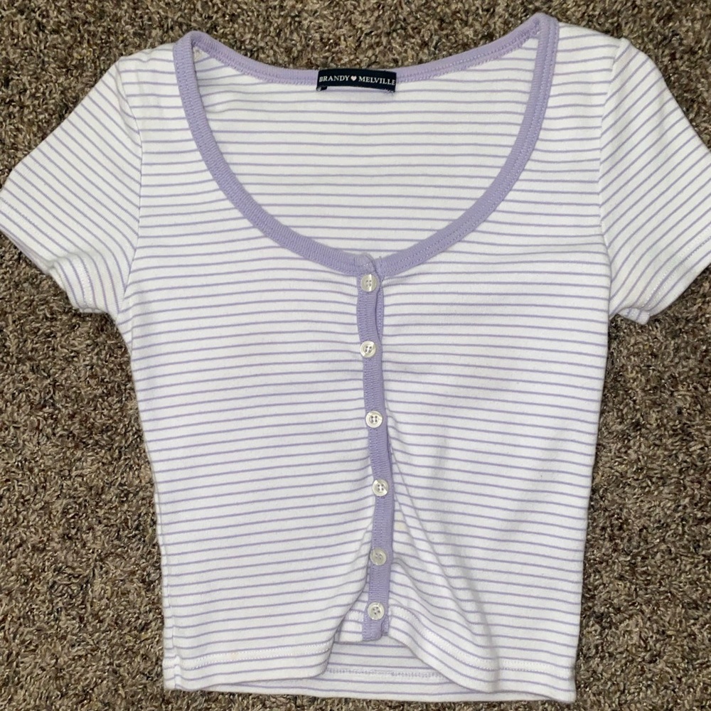 Brandy Melville Striped Purple and White crop top (NWOT)